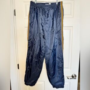 Retro Navy Blue Track Pants with Yellow Stripes